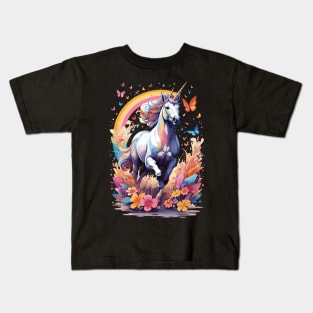 art unicorn running Kids T-Shirt